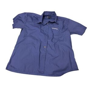 Popeyes Employee Blue Short Sleeve Button Down Shirt